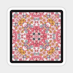 Flower and Hearts valentines and spring Kaleidoscope pattern (Seamless) 1 Magnet