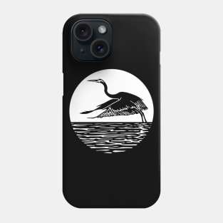 Great Blue Heron Flying in front of Sun Phone Case