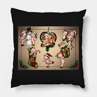 Cute baby christmas tattoo flash Pillow