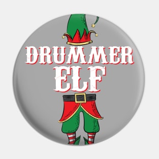 Drummer Elf - Christmas Gift Idea for Drummers - Drummer graphic Pin
