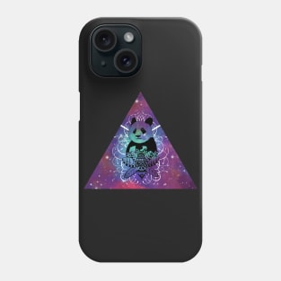 Black Panda in watercolor space background Phone Case