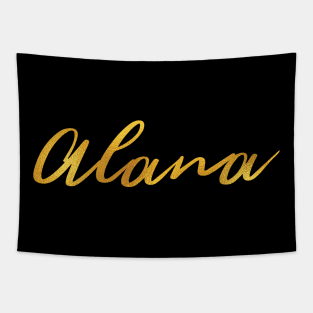 Alana Name Hand Lettering in Faux Gold Letters Tapestry