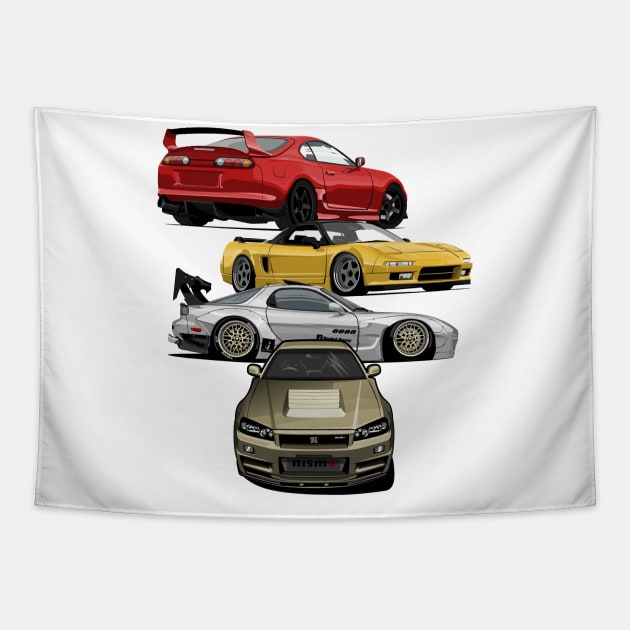 Iconic jdm coupes Tapestry by icemanmsc