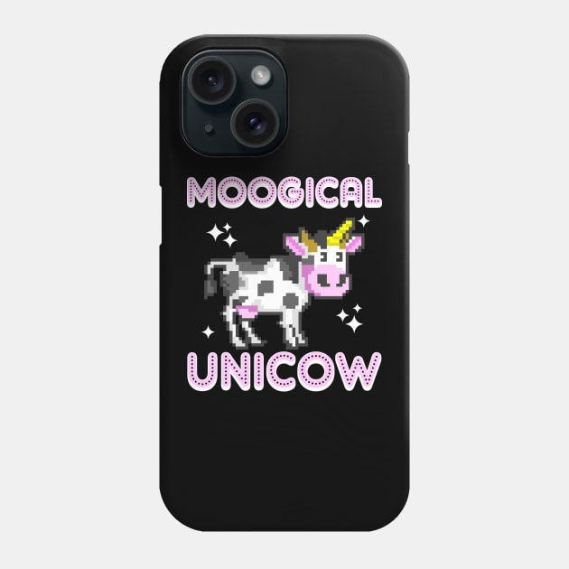 8-Bit Moogical Unicow Cute Magical Unicorn Cow Phone Case by theperfectpresents