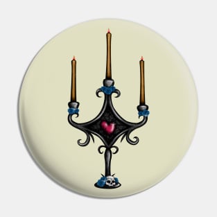 Dark Candlestick with Blue Roses Pin