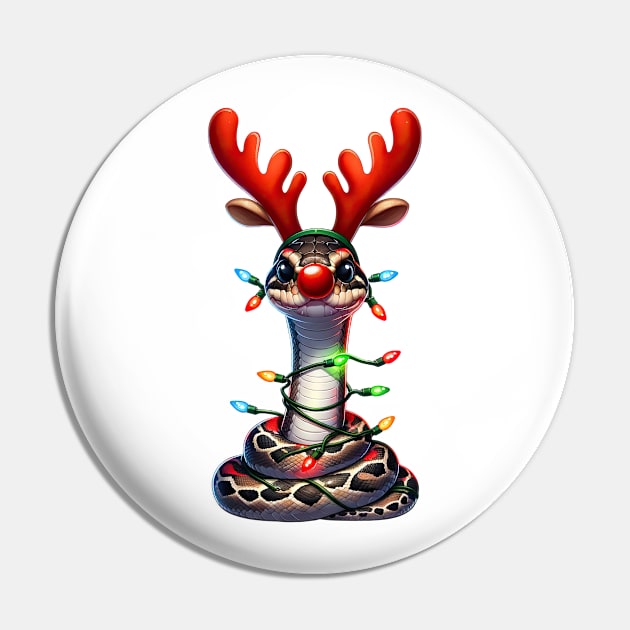 Christmas Red Nose Snake Pin by Chromatic Fusion Studio