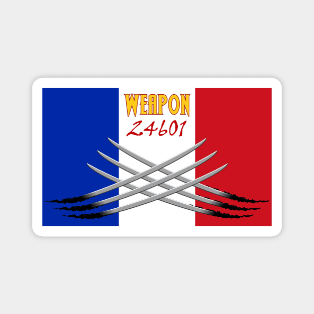 Wolverine Jean Valjean Mashup Weapon 24601 Magnet by IORS