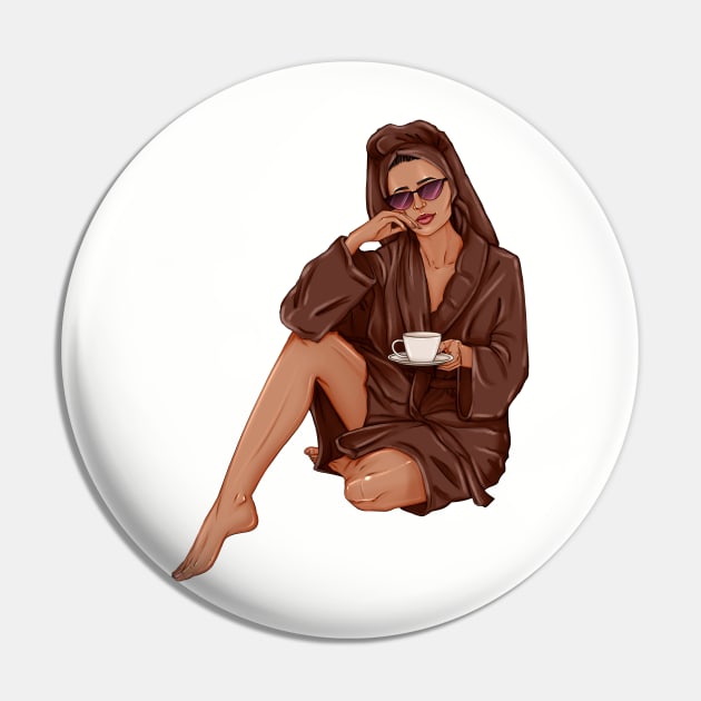 Girl in brown spa robe fashion art Pin by ArctiumStudio