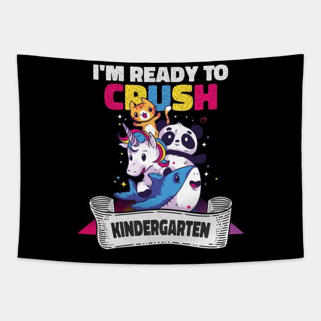 Kids I'm Ready To Crush Kindergarten Dinosaur Back To School Tapestry by artdise