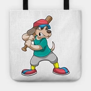 Dog at Baseball with Baseball bat Tote