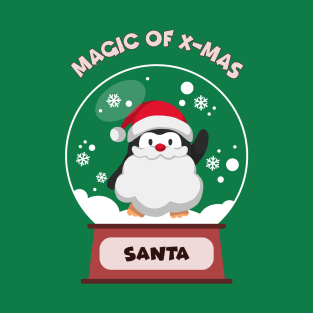 Santa Penguin in snow globe T-Shirt