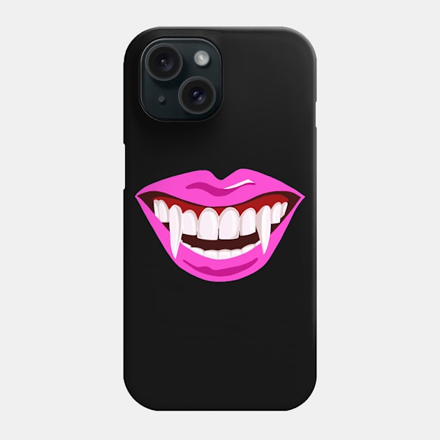 Halloween Dracula Vampire fags mouth pink Phone Case by PG Illustration