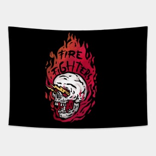 Skull firefighter design Tapestry