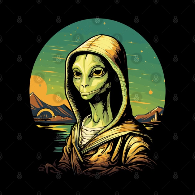 UFO Mona Lisa Alien Gifts Men Women Kids Funny Alien by KsuAnn