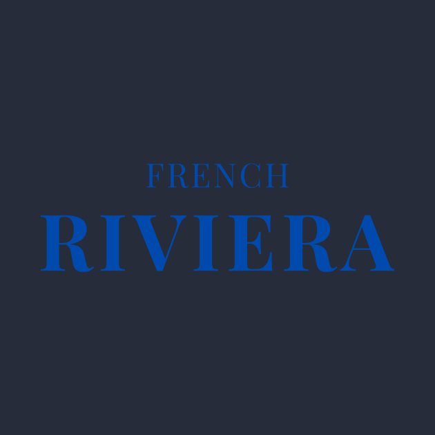 French Riviera Simple Blue Text Design by yourstruly