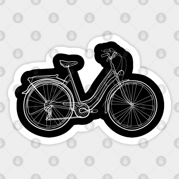 Old Bike One Line Drawing Bicycle Sticker Teepublic Abstract continuous line drawing of bicycle. teepublic