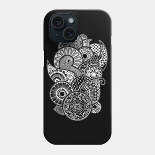 Abstract Mandala design (white on black) Phone Case