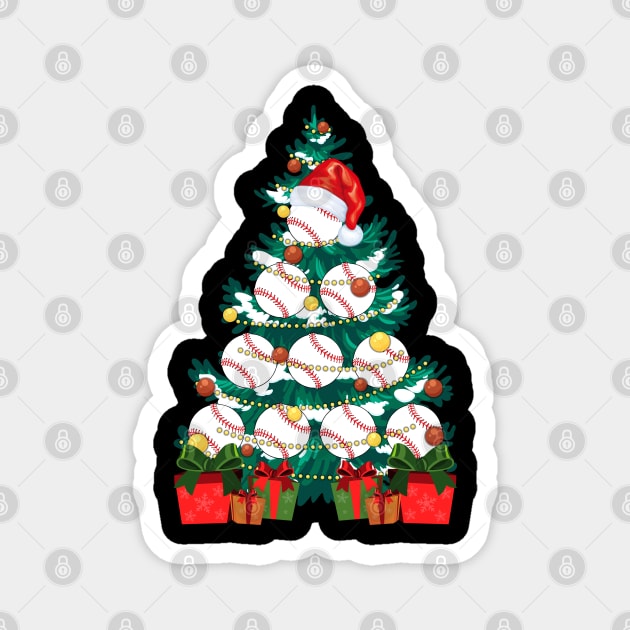 Baseball Lover Xmas Tree Lights Santa Baseball Christmas Magnet by Happy Shirt