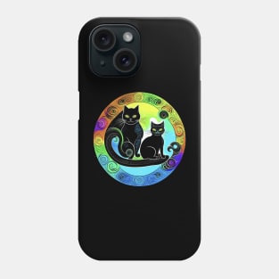 psychedelic cat mom with kitte Phone Case