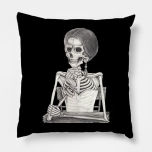 Female skeleton fashion model. Pillow