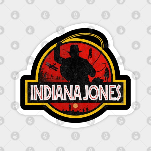 Indiana Jones - Worn Out Look - Jurassic Style Magnet by Buff Geeks Art