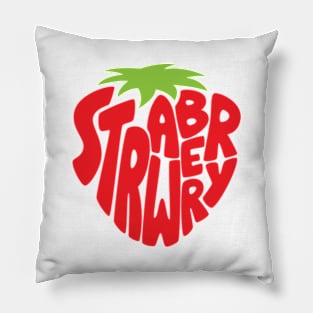 Strawberry Fruit Typography, Hand Drawn © GraphicLoveShop Pillow