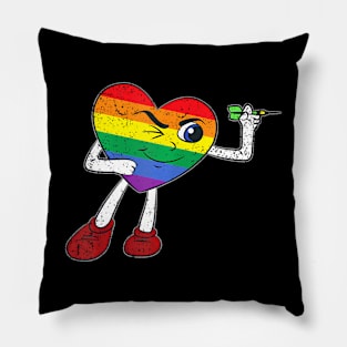 Lgbt Q Sport Gay Pride Flag Rainbow Heart Dart Men Women Pillow