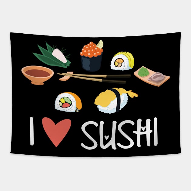 Modern Unique Japanese Sushi Sashimi Soy  Gift Tapestry by SkivingtonAllanss