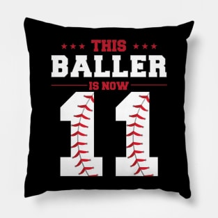 This Baller Is Now 11 Birthday Baseball Theme Bday Party Pillow