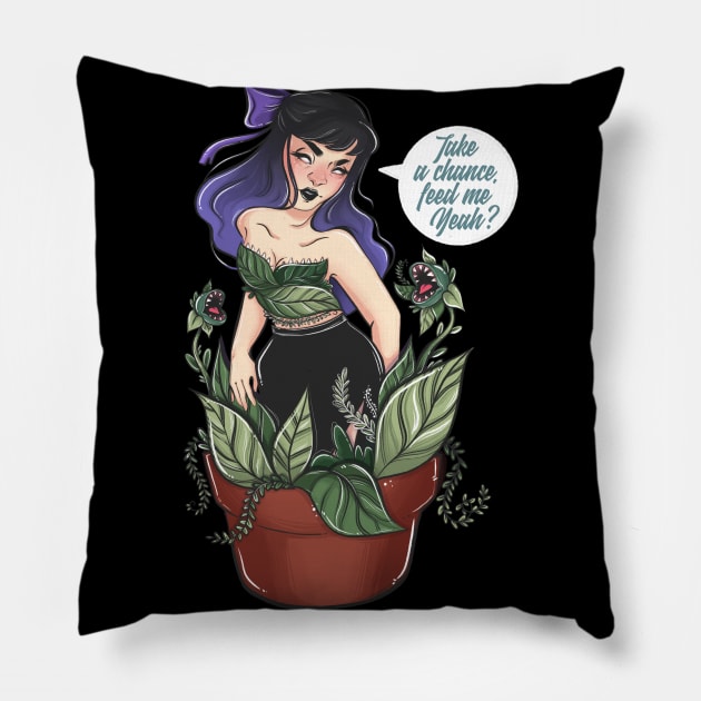 Pin-Up Audrey 2 Pillow by Evil Little Garden