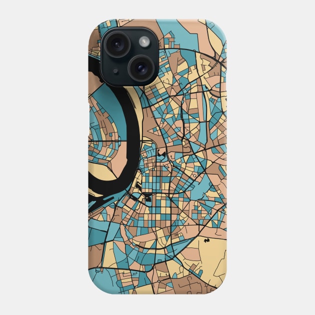 Dusseldorf Map Pattern in Mid Century Pastel Phone Case by PatternMaps