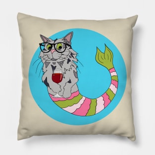 Spanky the Hipster Purrmaid Pillow