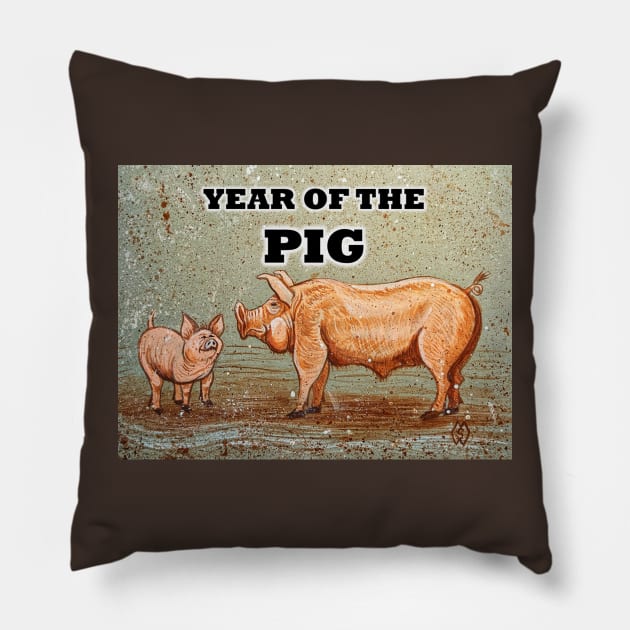 Year of the Pig Pillow by Matt Starr Fine Art