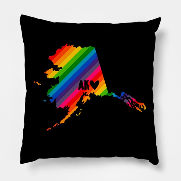USA States: Alaska (rainbow) Pillow by LetsOverThinkIt