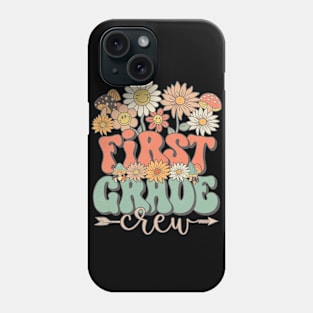 Back To School Retro Groovy Wildflower First Grade Crew Funny Teacher Girls Phone Case