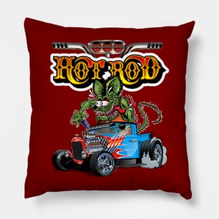 Cartoon retro hot rod Pillow