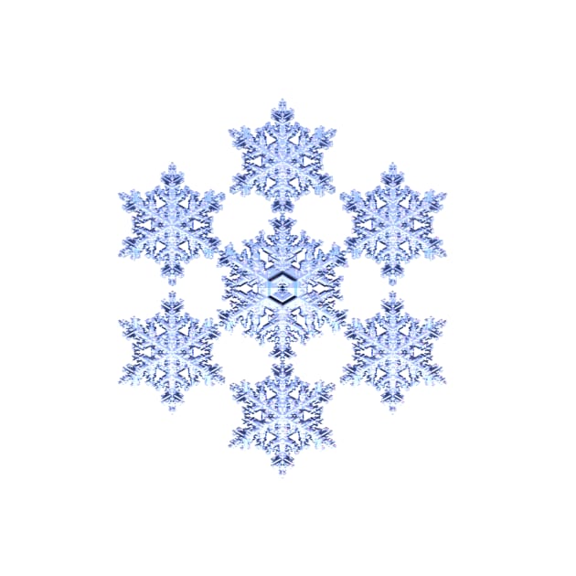 Blue Fractal Snowflake on White by sciencenotes