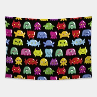 colorful retro monster pattern Tapestry