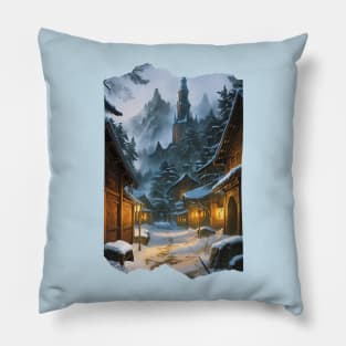 Village of Barovia in Wintertime Pillow