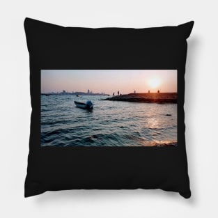 Pattaya Beach Thailand Boat Sunset Pillow