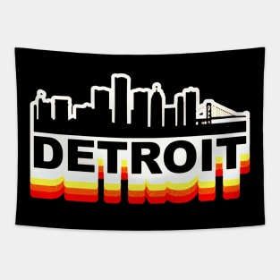 Detroit City Skyline Vintage Retro Tapestry