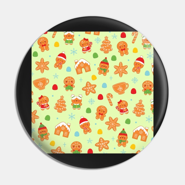 Cute Christmas Gingerbread Pattern Pin by esturgeo