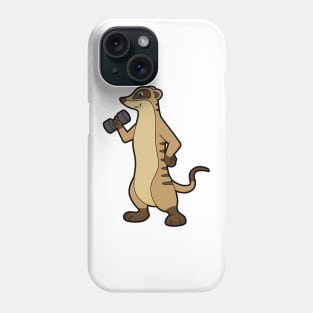Meerkat at Strength training with Dumbbell Phone Case