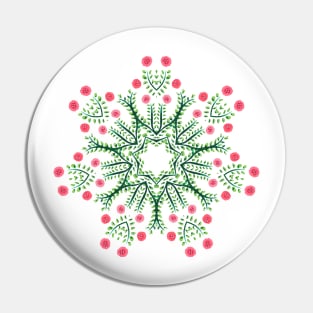 Spring Flowers Ink Drawn Mandala Pin