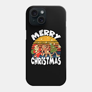 Merry Christmas. Santa Claus, Gingerbread man, Christmas tree Phone Case