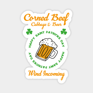 Happy Saint Patricks Day Celebration Corned Beef Cabbage Magnet