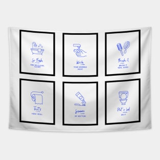 Bathroom Funny six minimalist Tapestry