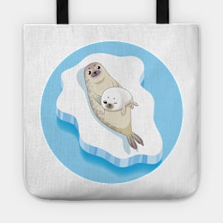 Cute seals family cartoon character design. vector Illustration. Tote