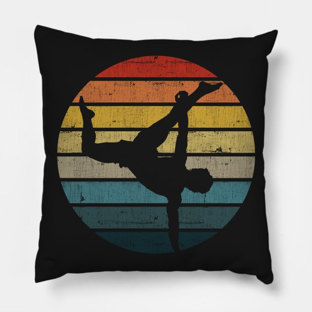 Capoeira Silhouette On A Distressed Retro Sunset graphic Pillow by theodoros20