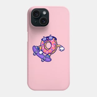 Cute Doughnut Playing Skateboard Cartoon Phone Case